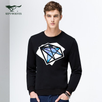 Q七匹狼长袖T恤男士时尚摩登圆领长袖卫衣修身T恤