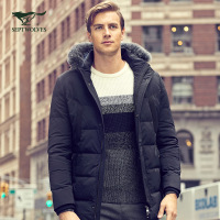 七匹狼羽绒服中青年男士时尚商务休闲可脱卸领羽绒服品牌外套男装