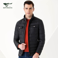 七匹狼羽绒服男时尚中青年男士短款立领羽绒服休闲羽绒外套