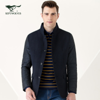 七匹狼棉服秋冬款时尚拼接款男士立领棉衣男外套正品