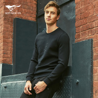 七匹狼卫衣秋季青年男士时尚休闲韩版厚款圆领套头长袖卫衣T恤男