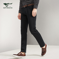 七匹狼休闲裤2017秋冬款中青年男时尚休闲商务直筒【加绒】休闲裤
