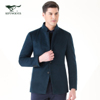 七匹狼毛呢大衣中青年男士商务休闲立领呢子大衣秋冬派克外套