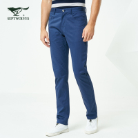 七匹狼休闲裤2018春青年男士时尚多彩修身直筒休闲裤长裤