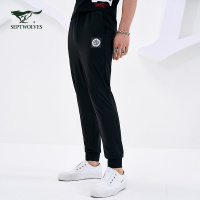 七匹狼旗下圣沃斯系列针织裤2018春时尚潮流男士休闲运动裤