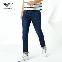 七匹狼牛仔2018春季青年男士时尚商务休闲五袋牛仔裤长裤