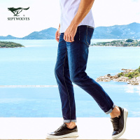 七匹狼牛仔裤2018年休闲男士中腰修身小脚长裤男装正品