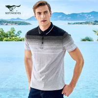 七匹狼T恤2018夏季polo衫男士100%丝光棉商务休闲短袖T恤男