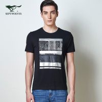 【专柜同款】七匹狼T恤中青年男士时尚休闲棉氨混纺微弹短袖T恤