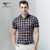 七匹狼T恤时尚商务休闲男士polo衫丝光棉翻领tPOLO衫男