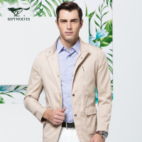 七匹狼夹克时尚休闲男装立领一手长茄克外套男