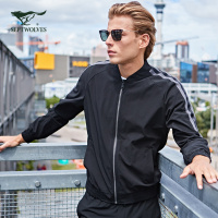 七匹狼夹克18春季男士休闲户外运动外套棒球领茄克上衣男