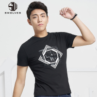 swolves圣沃斯短袖男T恤夏季半袖体恤韩版潮流圆领印花休闲