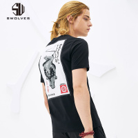 圣沃斯短袖男T恤夏季半袖体恤韩版潮流圆领背后印花休闲帅气