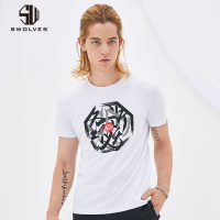swolves圣沃斯短袖男T恤夏季半袖体恤韩版潮流圆领印花休闲