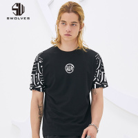 swolves圣沃斯短袖男T恤夏季半袖体恤韩版潮流圆领印花休闲
