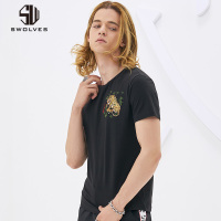 swolves圣沃斯短袖男T恤夏季半袖体恤韩版潮流圆领印花休闲