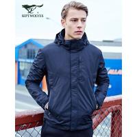 七匹狼户外运动夹克男秋季可脱卸帽茄克男休闲男装外套