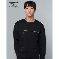 七匹狼旗下圣沃斯系列2018时尚青年男士圆领套头卫衣001(黑色)