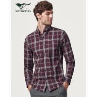 七匹狼长袖衬衣秋季男士青年商务休闲格子翻领纯棉长袖衬衫