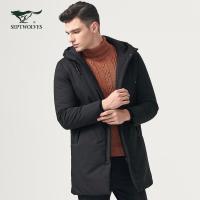 七匹狼棉服2018秋冬中青年男士时尚商务休闲保暖中长款厚棉服