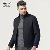 Y七匹狼夹克秋中青年男士时尚休闲商务外套立领羊毛呢茄克