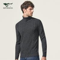 七匹狼厚毛衫时尚商务男士中青年高领套头毛衣线衫冬季保暖
