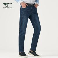 七匹狼牛仔裤2018中青年男士中腰修身小脚百搭牛仔长裤