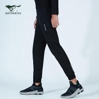 七匹狼户外针织休闲裤2018秋季青年男士时尚运动长裤九分缩脚
