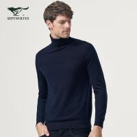 七匹狼毛衫中青年男士秋季高领毛衣保暖时尚休闲男士毛衣