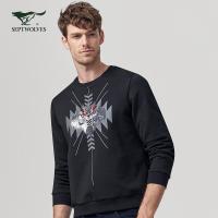 七匹狼卫衣秋季时尚休闲青年男士潮流圆领印花长袖卫衣男装