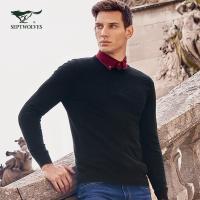 Z七匹狼毛衫秋季时尚休闲青年男士羊毛混纺圆领薄毛衫毛衣