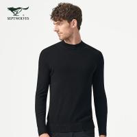 七匹狼厚毛衫2018年冬季中青年男士休闲圆领羊绒混纺厚毛衫