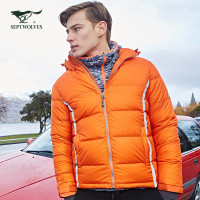 七匹狼运动户外短款羽绒服青年时尚可拆帽厚实保暖羽绒外套男_2