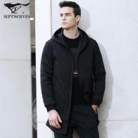 七匹狼明星同款运动风衣秋装中长款男士连帽风衣外套