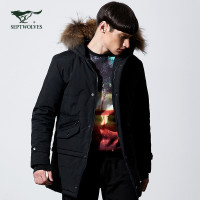七匹狼棉服户外运动冬季时尚休闲中长款功能加厚保暖棉衣