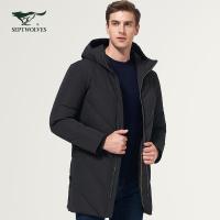 七匹狼羽绒服青年男士冬季羽绒服中长款连帽外套男士时尚休闲