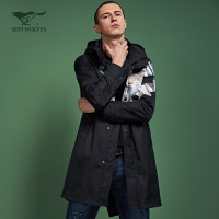 七匹狼旗下圣沃斯系列冬季风衣新款时尚潮中长款外套男风衣_1