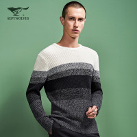 七匹狼毛衫男士2017年秋季休闲针织衫毛衣厚圆领套头线衫