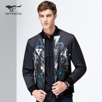 七匹狼夹克2016秋冬时尚摩登棒球领单茄克1081502