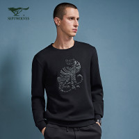 七匹狼旗下圣沃斯系列卫衣2017秋时尚青年男士圆领套头卫衣