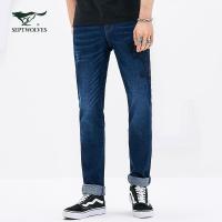 七匹狼旗下圣沃斯青年男士修身小脚牛仔裤