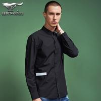 七匹狼长袖衬衫男青年休闲时尚潮流上衣秋季纯棉修身个性休闲寸衣_1