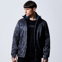 七匹狼户外棉服男青年连帽秋冬装迷彩男士外套韩版时尚运动棉衣男