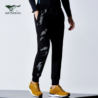 七匹狼户外时尚户外印花休闲运动针织舒适长裤子男装4082706