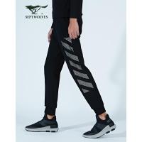 七匹狼运动长裤男秋季时尚针织宽松夜间反光银棉涤男装黑色