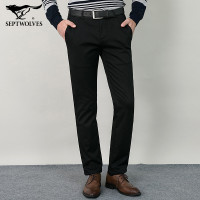 七匹狼休闲裤17秋冬中青年男士加绒加厚修身斜口袋休闲长裤