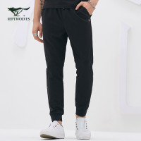 七匹狼旗下圣沃斯针织休闲裤2018青年男士时尚休闲系带运动长裤