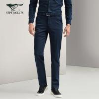 七匹狼休闲裤17秋季百搭商务休闲纯色微弹直筒休闲长裤