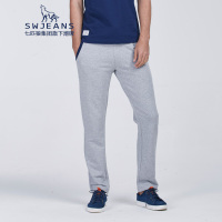 SWJEANS七匹狼运动风弹力舒适学院风刺绣针织休闲裤男